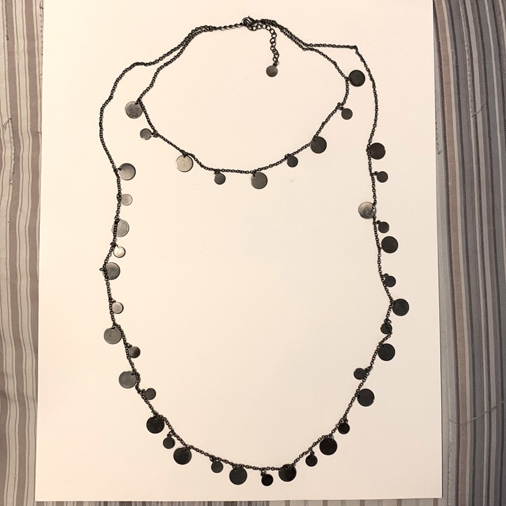 Gunmetal Double Strand Multiple Disc Necklace